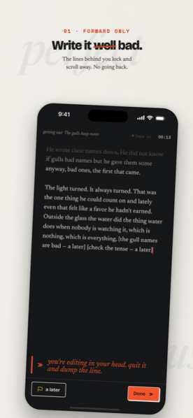 SFD drafting screen — earlier lines dim and scroll away